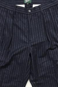 WOODBLOCK 2TUCK STRIPE WOOL TROUSERNVY