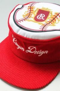 6CRAYON Flat Top Embroidered Corduroy Patchwork Baseball CapRED