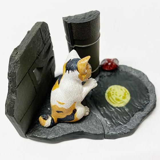 青い炎と猫、和紙34cm×24,8cm,墨 ユージン SR 猫 月と水溜りと猫