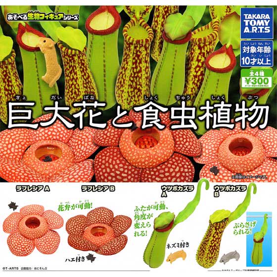 タカラトミーアーツ　あそべる生物フィギュアシリーズ　巨大花と食虫植物　全4種フルセット　TC01347