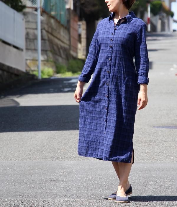 【 Fab Garden 】 CHECK SHIRT ONE PIECE DRESS