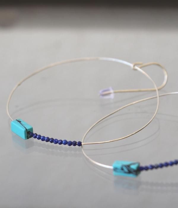 <img class='new_mark_img1' src='https://img.shop-pro.jp/img/new/icons5.gif' style='border:none;display:inline;margin:0px;padding:0px;width:auto;' />【maruco Wire Line】 TURQUOISE PIERCED EARRINGS
