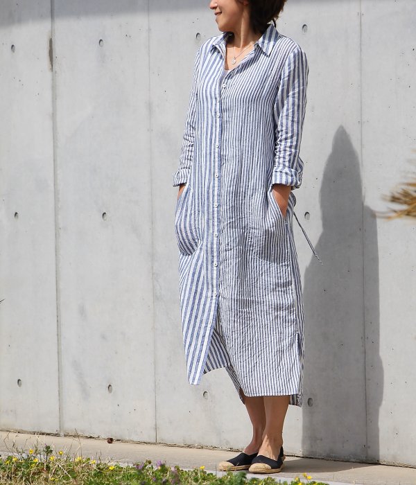 <img class='new_mark_img1' src='https://img.shop-pro.jp/img/new/icons55.gif' style='border:none;display:inline;margin:0px;padding:0px;width:auto;' />LINEN SHIRT ONE PIECE DRESS