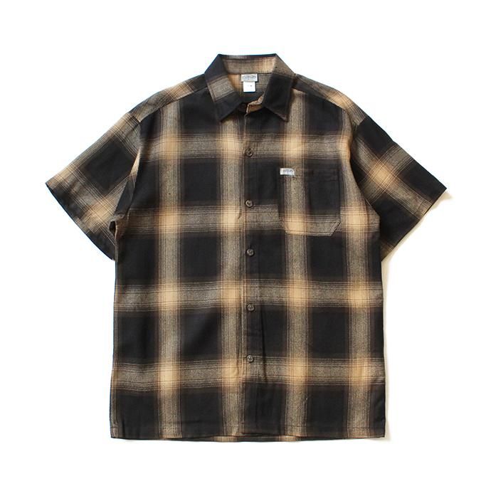 CALTOP PLAID FLANNEL S S SHIRT (#2000:BROWN KHAKI)<BR>キャルトップ