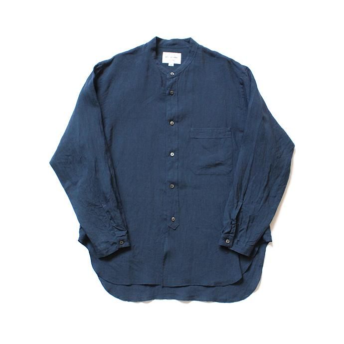 Still By Hand スティル バイ ハンド Sh0792 リネン素材 バンドカラーシャツ Ink Blue Still By Hand スティル バイ ハンド Sh0792 リネン素材 バンドカラーシャツ Ink Blue