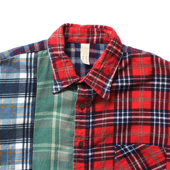 146903320 Hexico / Deformer Switching Color Ex. Printed Plaid Flannel Shirts リメイクプリントネルシャツ L - 03 02