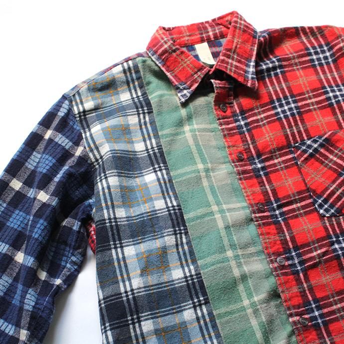 146903320 Hexico / Deformer Switching Color Ex. Printed Plaid Flannel Shirts リメイクプリントネルシャツ L - 03 02