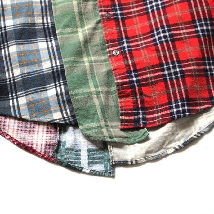 146903320 Hexico / Deformer Switching Color Ex. Printed Plaid Flannel Shirts リメイクプリントネルシャツ L - 03 02