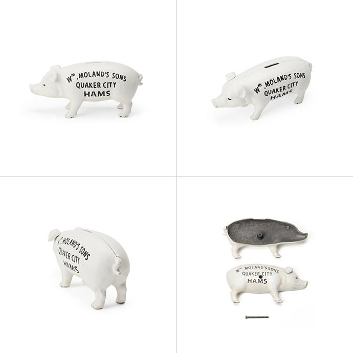 148451872 Hams Standing Pig Bank - White ハムズスタンディングピッグバンク 02