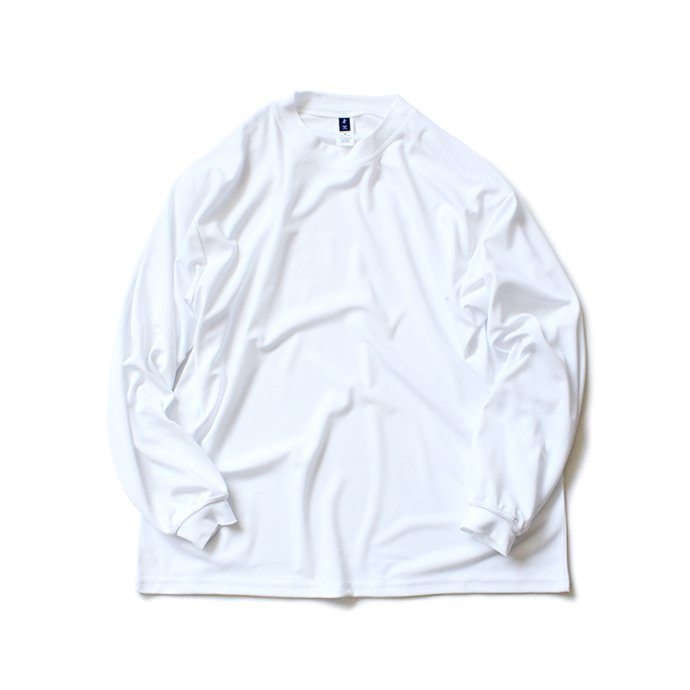 SMOKE T ONE / Dry Pique Mock Neck L/S ドライ鹿の子モックネック長袖Tシャツ - White スモークトーン