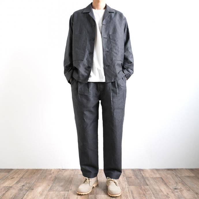 157502191 STILL BY HAND / BL01211 ウールリネン カバーオールジャケット - Charcoal 02