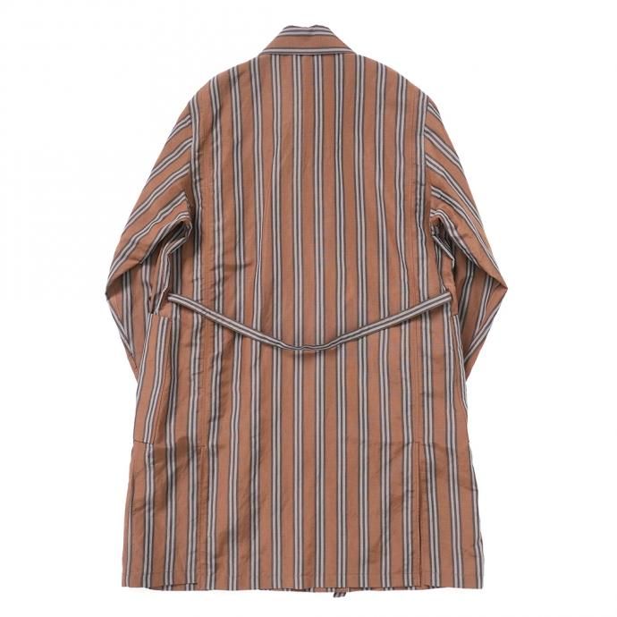 157624345 STILL BY HAND / CO02211 オリジナルストライプ素材 ガウンコート - Brown Stripe 02