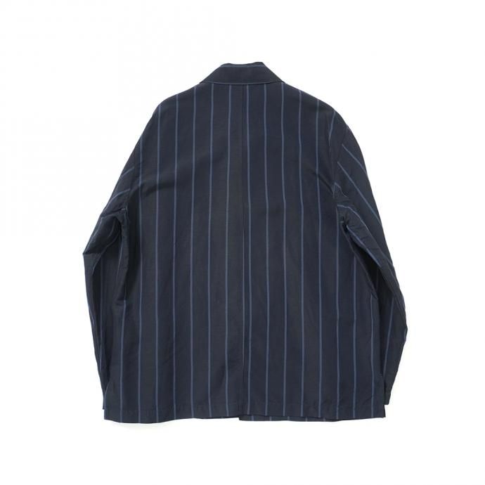 157624635 STILL BY HAND / BL03211 オリジナルストライプ素材 オープンカラージャケット - Navy Stripe 02