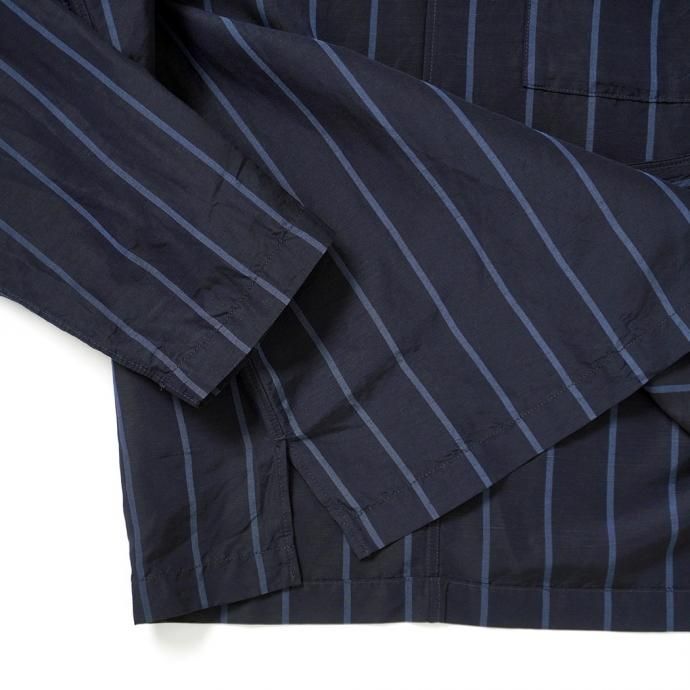 157624635 STILL BY HAND / BL03211 オリジナルストライプ素材 オープンカラージャケット - Navy Stripe 02