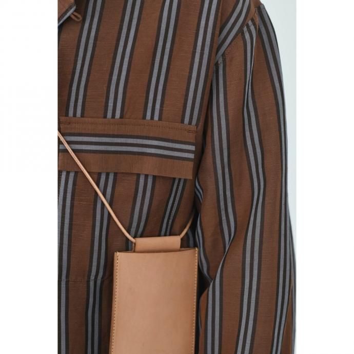 157624643 STILL BY HAND / BL03211 オリジナルストライプ素材 オープンカラージャケット - Brown Stripe 02