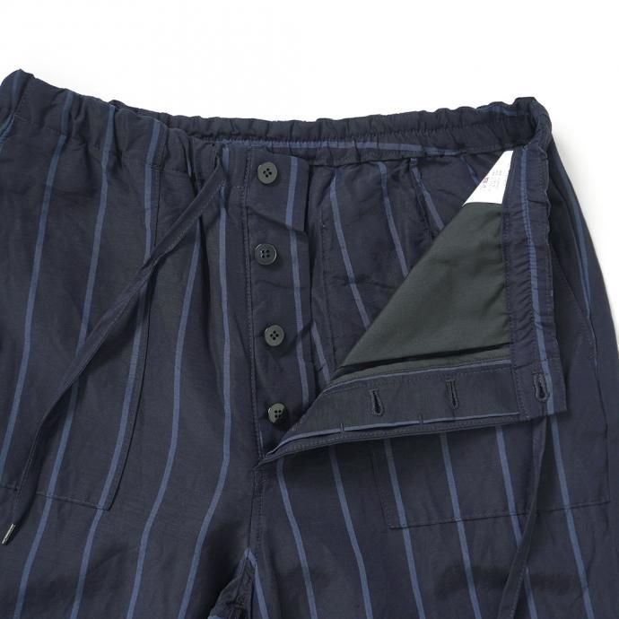 157624755 STILL BY HAND / PT07211 オリジナルストライプ素材 イージーパンツ - Navy Stripe 02