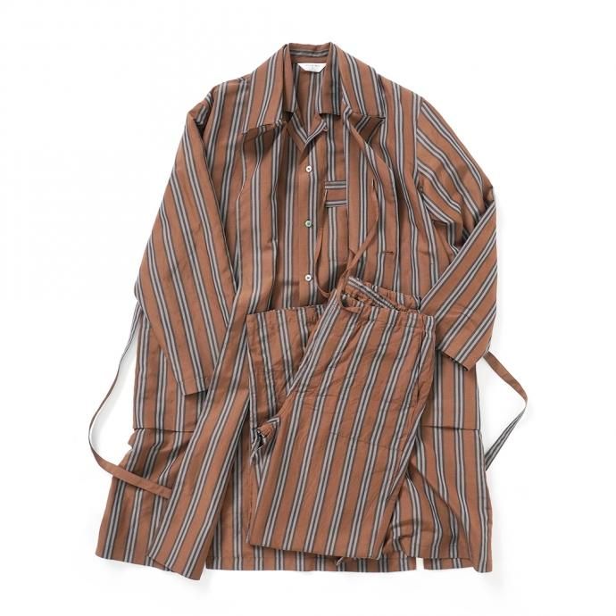157645846 STILL BY HAND / PT07211 オリジナルストライプ素材 イージーパンツ - Brown Stripe 02