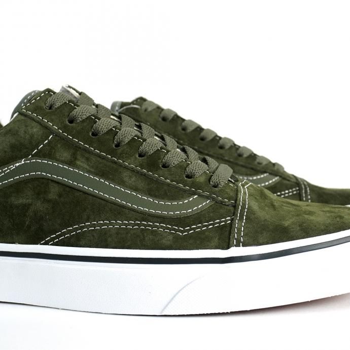157761879 VANS / Pig Suede Old Skool - Olive / True White ヴァンズ スウェードオールドスクール オリーブ VN0A3WKT4QV 02