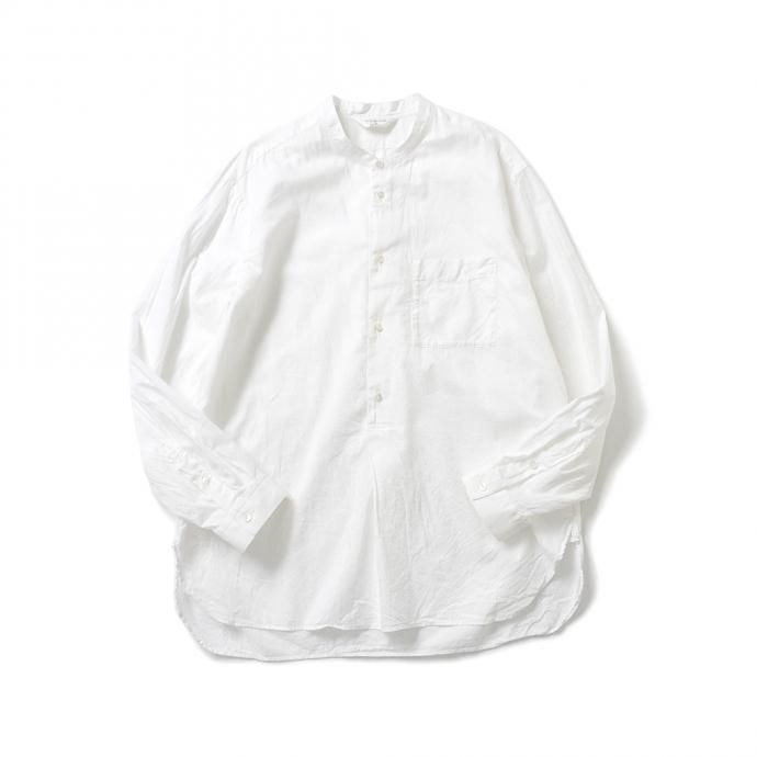 158124166 STILL BY HAND / SH04211 シルク混 バンドカラー プルオーバーシャツ - White 01