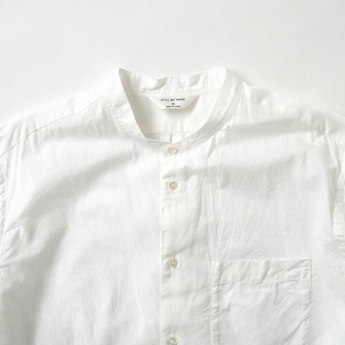 158124166 STILL BY HAND / SH04211 シルク混 バンドカラー プルオーバーシャツ - White 02
