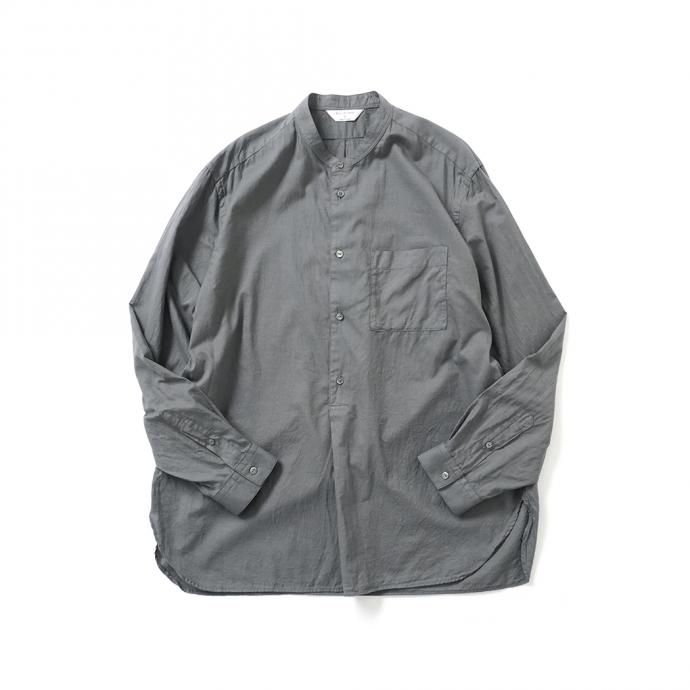 158126213 STILL BY HAND / SH04211 シルク混 バンドカラー プルオーバーシャツ - Grey 01