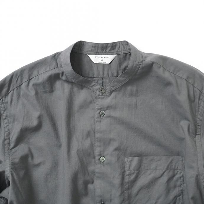 158126213 STILL BY HAND / SH04211 シルク混 バンドカラー プルオーバーシャツ - Grey 02