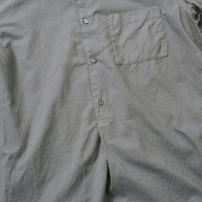 158126213 STILL BY HAND / SH04211 シルク混 バンドカラー プルオーバーシャツ - Grey 02