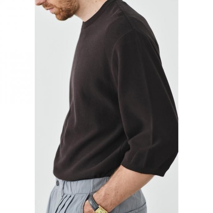 158126465 STILL BY HAND / KN04211 シルク混 ニットTシャツ - Brown 02
