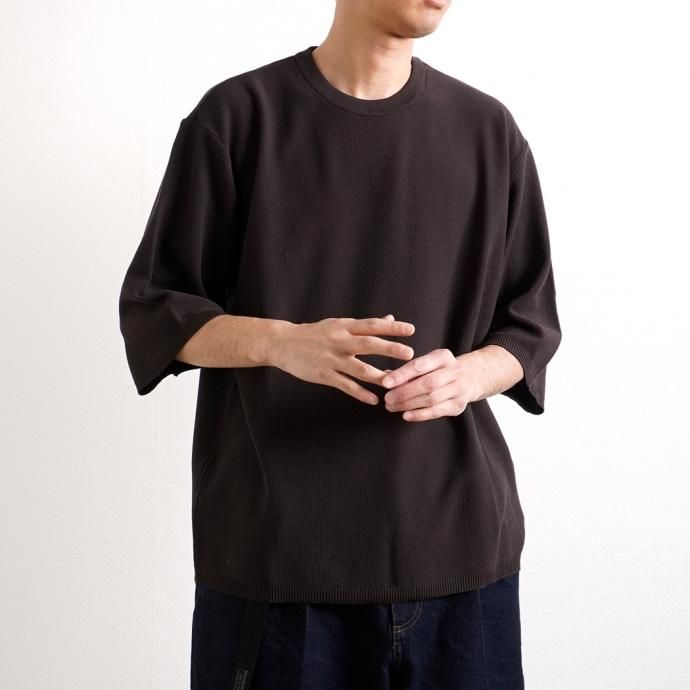 158126465 STILL BY HAND / KN04211 シルク混 ニットTシャツ - Brown 02