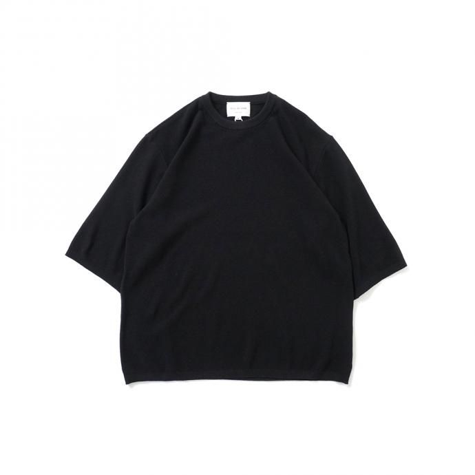 158126580 STILL BY HAND / KN04211 シルク混 ニットTシャツ - Black 01