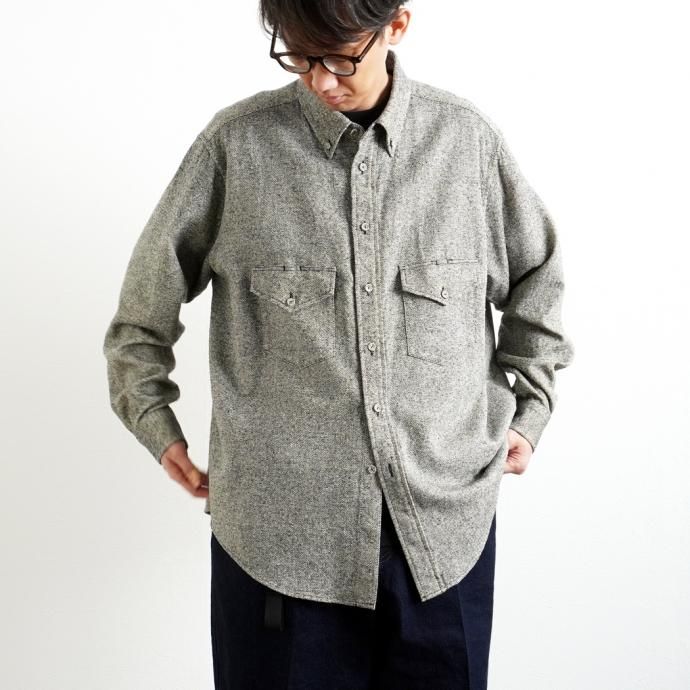 158345114 O-(オー)/ C/S B.D. SHIRT コットンシルクボタンダウンシャツ 21S-05 Heather Black 02