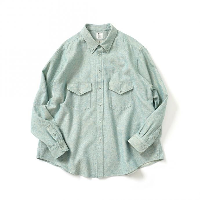 158345195 O-(オー)/ C/S B.D. SHIRT コットンシルクボタンダウンシャツ 21S-05 Heather Blue 01