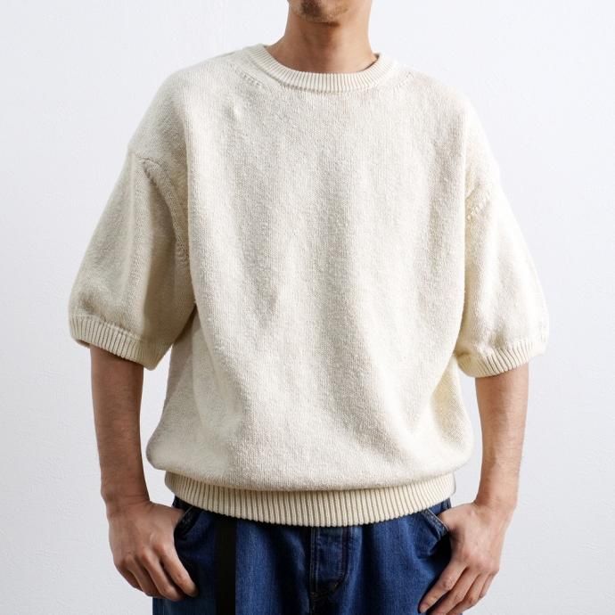 158730439 crepuscule / 2101-004 GARMENT DYE S/S - Natural ガーメントダイ半袖ニット ナチュラル 02