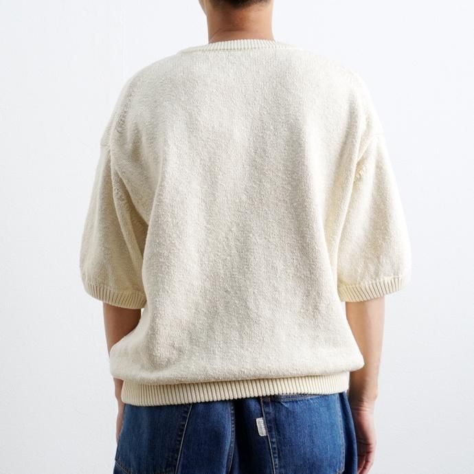 158730439 crepuscule / 2101-004 GARMENT DYE S/S - Natural ガーメントダイ半袖ニット ナチュラル 02