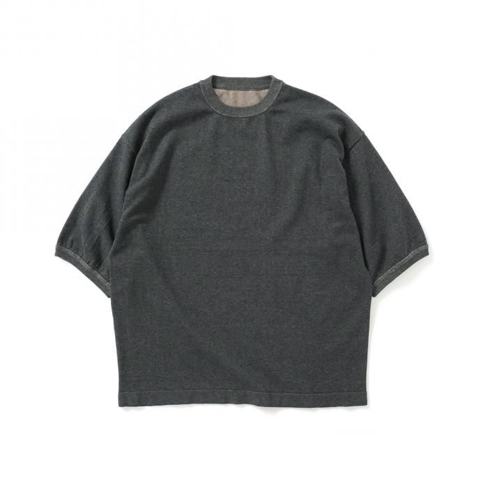 158730910 crepuscule / 2101-007 S/S KNIT - C.Gray×Brown 半袖ニット チャコールグレー×ブラウン 01