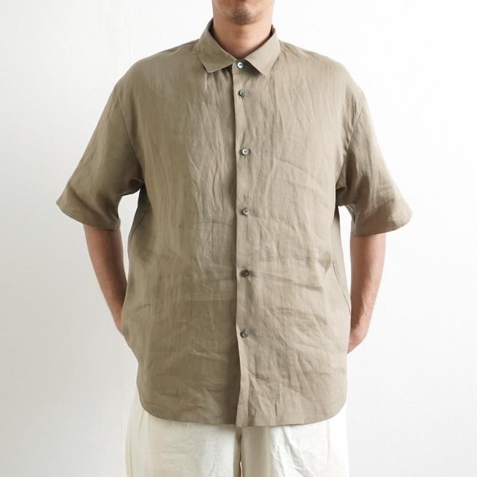 159257237 STILL BY HAND / SH04212 ラミー素材 半袖シャツ - Olive 02