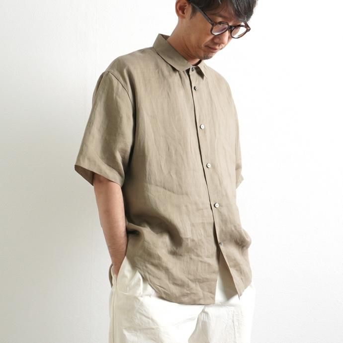 159257237 STILL BY HAND / SH04212 ラミー素材 半袖シャツ - Olive 02