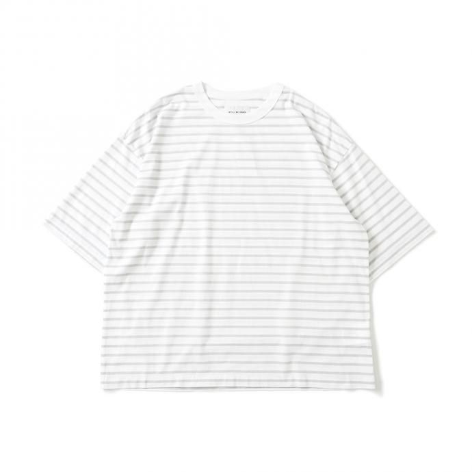159808664 STILL BY HAND / CS01212 オーバーサイズ ボーダーTシャツ - White/Grey 01