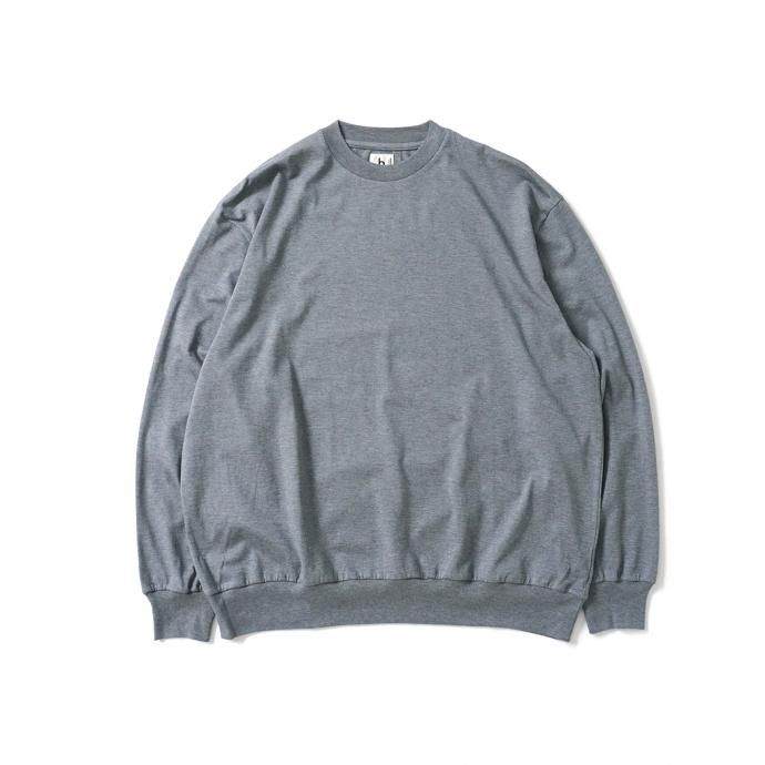162159836 blurhms ROOTSTOCK / Silk Cotton 20/80 Crew-neck BIG L/S - HeatherCharcoal シルクコットンクルーネック ROOTS2107F21 01