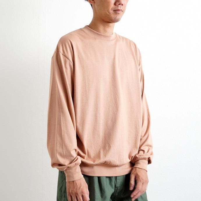162159850 blurhms ROOTSTOCK / Silk Cotton 20/80 Crew-neck BIG L/S - PinkBeige シルクコットンクルーネックカットソー ROOTS2107F21 02