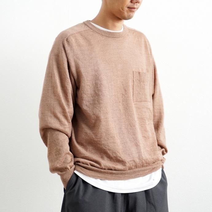 162687128 STILL BY HAND / KN04213 アルパカ/ラミー クルーネックニット - Maroon 02