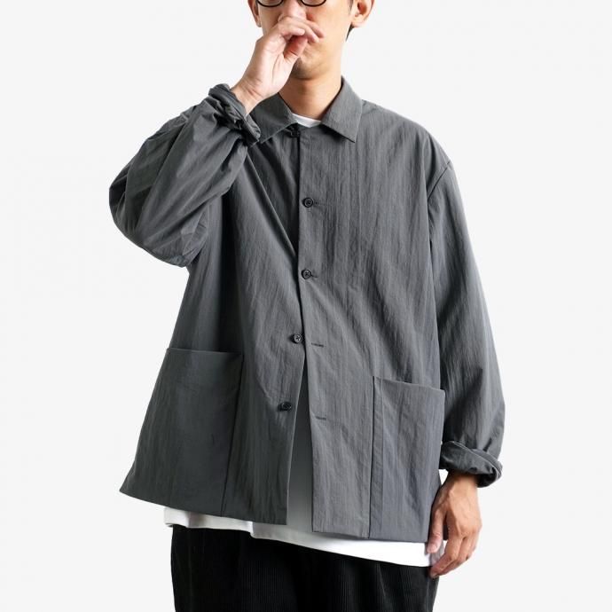 162988354 STILL BY HAND / BL02213 塩縮ナイロン カバーオールジャケット - Slate Grey 02