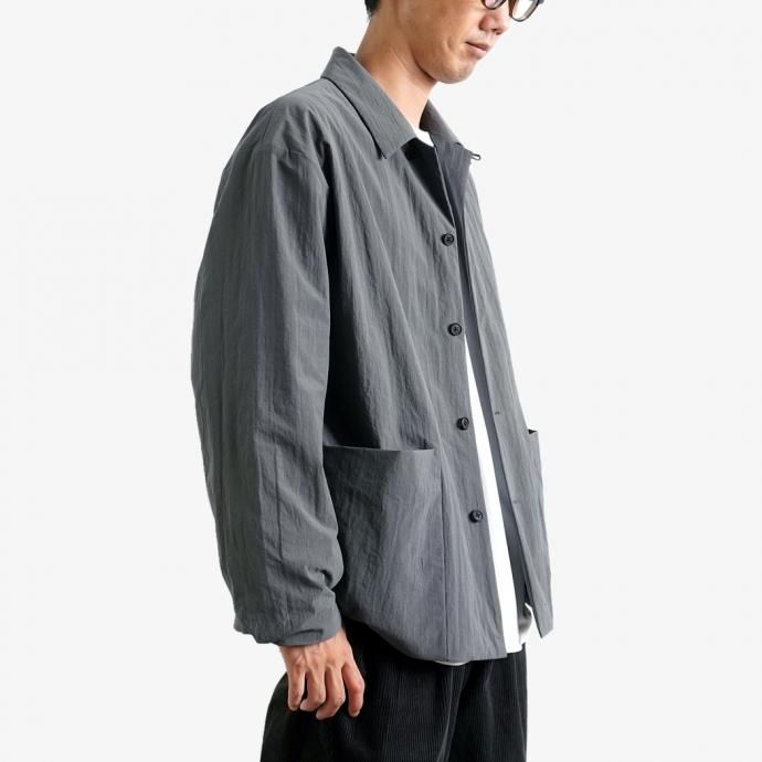 162988354 STILL BY HAND / BL02213 塩縮ナイロン カバーオールジャケット - Slate Grey 02
