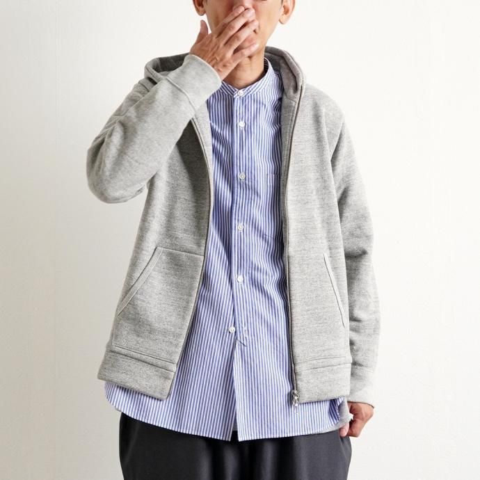 163376119 STILL BY HAND / CS00213 ジップフロント 度詰めスウェットパーカー - Heather Grey 01