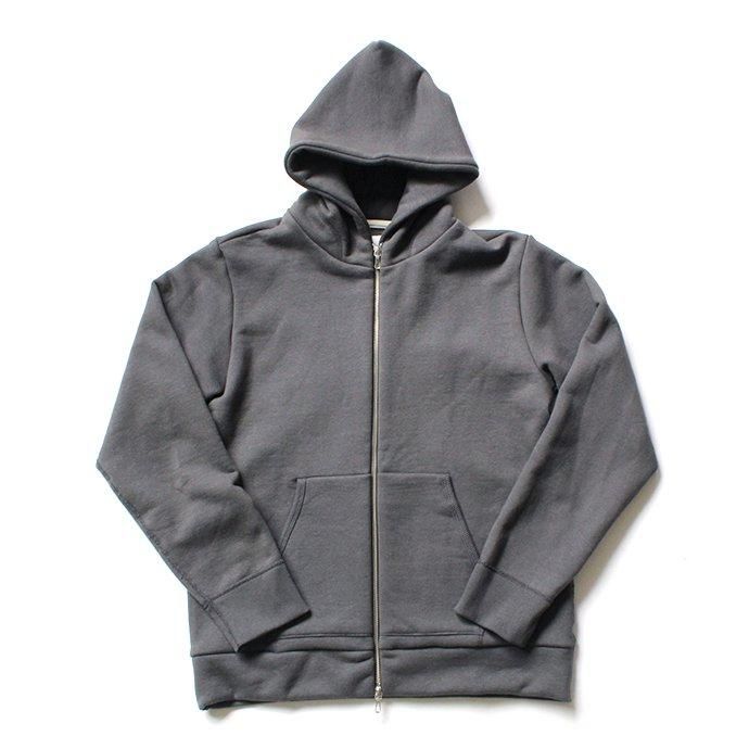 163376171 STILL BY HAND / CS00213 ジップフロント 度詰めスウェットパーカー - Charcoal 01