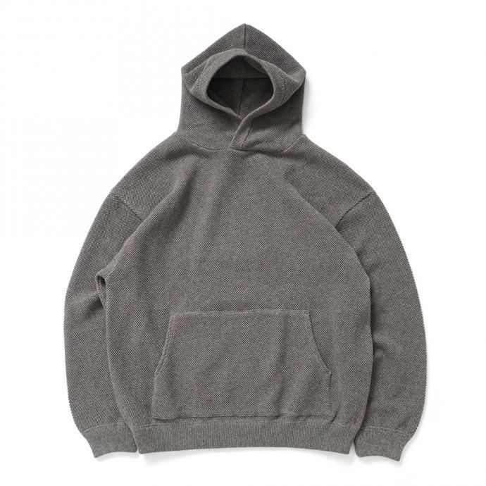 163387144 crepuscule / 2103-004 Moss stitch hoodie - Khaki ミックス鹿の子編みフーディー カーキ 01