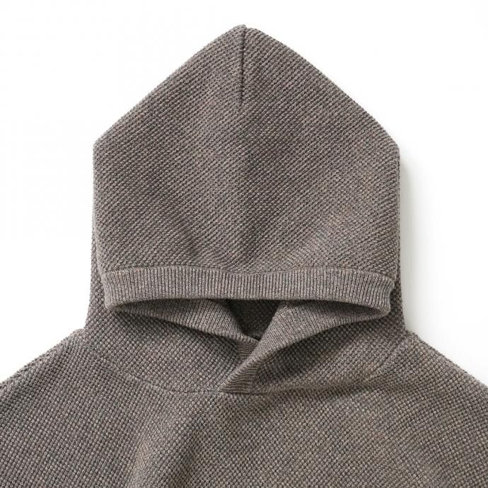 163387144 crepuscule / 2103-004 Moss stitch hoodie - Khaki ミックス鹿の子編みフーディー カーキ 02