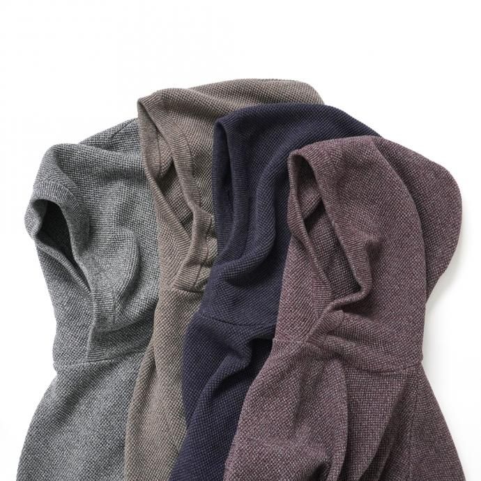 163387144 crepuscule / 2103-004 Moss stitch hoodie - Khaki ミックス鹿の子編みフーディー カーキ 02