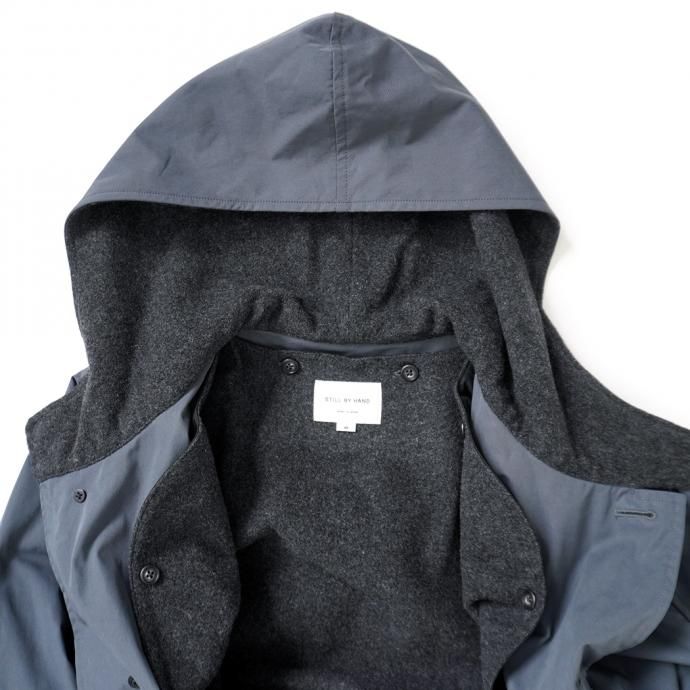 163474170 STILL BY HAND / CO02213 ウールライナー フーデッドコート - Blue Grey 02