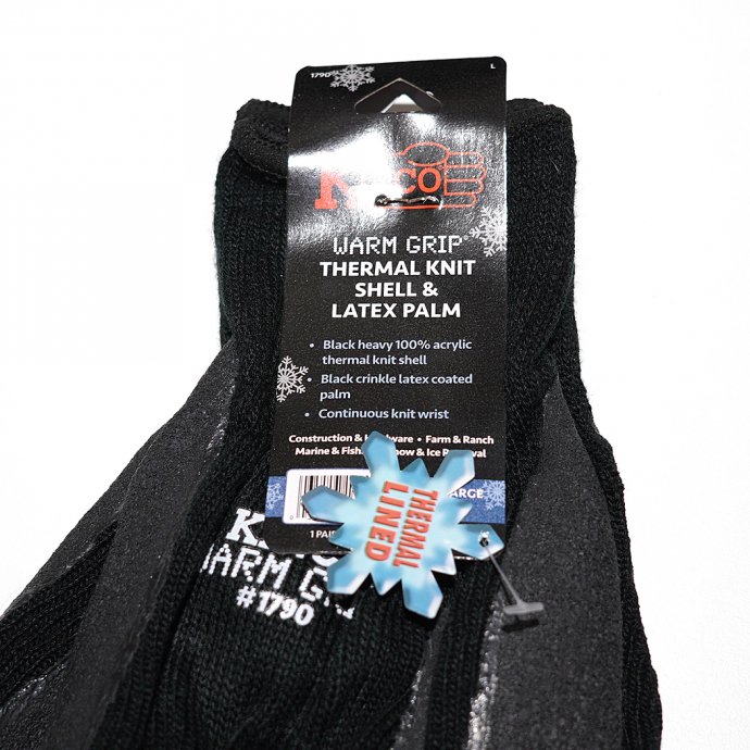 164720691 Kinco / 1790 Warm Grip - Thermal Knit Shell & Latex Palm キンコグローブ サーマルニット ウインターワークグローブ 背抜き手袋 02